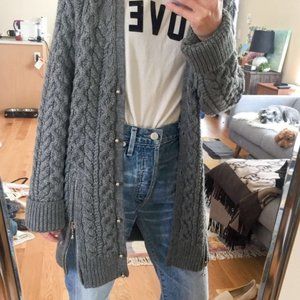 New Alexander Wang merino wool cable knit chunky boxy oversized grandpa sweater